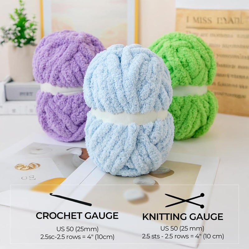 HouseABC Chunky Yarn for Hand Knitting Soft Jumbo Bulky Fluffy Chenille Yarn for Crocheting Blanket Scarf DIY 8 Pack (Brown, 28yds, 8 Ounces Each) - Image 2